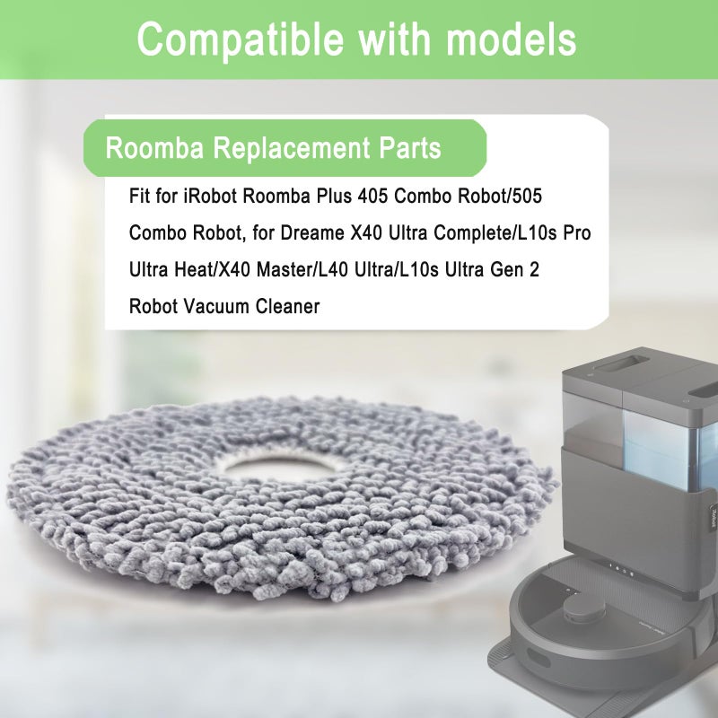 MalhSlix Replacement Parts Accessories Kit for iRobot Roomba Plus 505 405 Combo, for Dreame X40 Ultra Complete/L10s Pro Ultra Heat/X40 Master/L40 Ultra/L10s Ultra Gen 2 Robot Vacuum Cleaner, 6 Mop Pads - Image 2